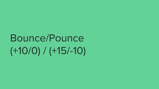 Bounce/Pounce
(+10/0) / (+15/-10)
 