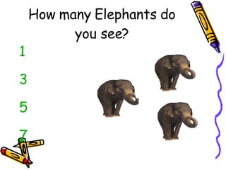 How many Elephants do you see? 1 3 5 7 