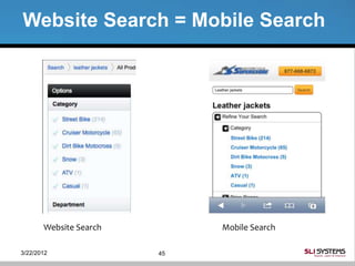 Website Search = Mobile Search




       Website Search        Mobile Search

3/22/2012               45
 