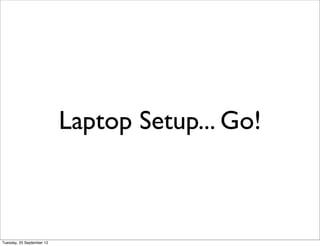 Laptop Setup... Go!



Tuesday, 25 September 12
 