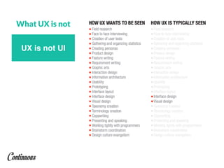 What UX is not
UX is not UI
 