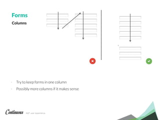 360° user experience.
Forms
- Try to keep forms in one column
- Possibly more columns if it makes sense
Columns
 