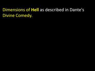 Dimensions of Hell as described in Dante's
Divine Comedy.
 