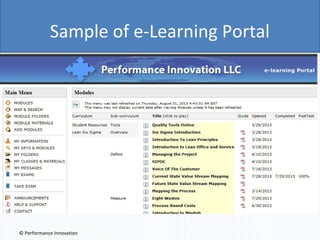 Sample of e-Learning Portal

© Performance Innovation

 