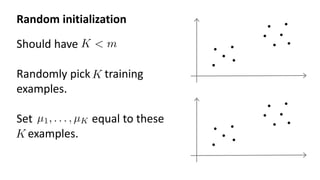 Random initialization
Should have
Randomly pick training
examples.
Set equal to these
examples.
 