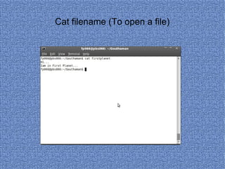 Cat filename (To open a file) 