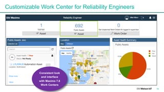 19
Customizable Work Center for Reliability Engineers
Consistent look
and interface
with Maximo 7.6
Work Centers
 