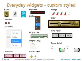 Everyday widgets - custom styled




   Premium conference on Microsoft’s Dev and ITPro technologies   @itcampro / #itcampro
 