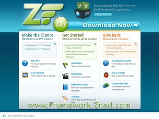 33   Zend Framework home page   © All rights reserved. Zend Technologies, Inc.
 