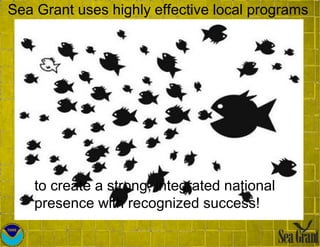 Sea Grant uses highly effective local programs
to create a strong, integrated national
presence with recognized success!
 