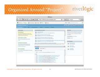 Copyright © 2013. Rivet Logic Corporation. All rights reserved. ARTISANS OF OPEN SOURCE26!
Organized Around “Project”
 