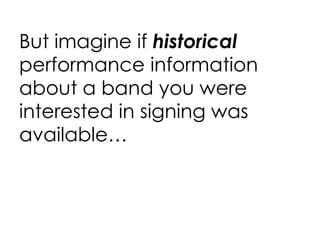 But imagine if  historical  performance information about a band you were interested in signing was available… 