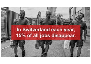 In Switzerland each year,
15% of all jobs disappear.
 