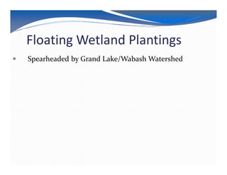 Floating Wetland Plantings
Spearheaded by Grand Lake/Wabash Watershed
 