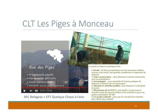 CLT Les Piges à Monceau
14
APL Relogeas + EFT Quelque Chose à Faire
 