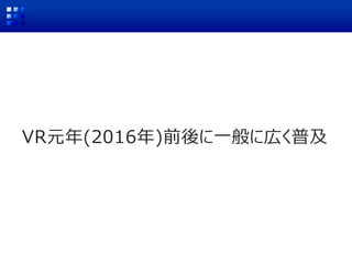 VR元年(2016年)前後に一般に広く普及
 