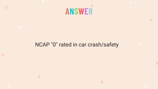 NCAP "0" rated in car crash/safety
ANSWER
 