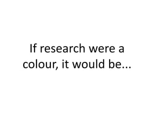 If research were a
colour, it would be...
 