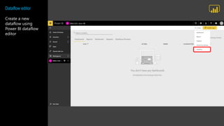 Dataflow editor
Create a new
dataflow using
Power BI dataflow
editor
 