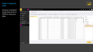 Perform mapping to
CDM
Choose a standard
entity that exists in
CDM to map your
data
 