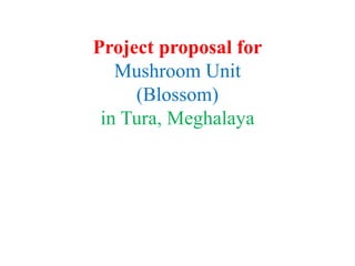 Project proposal for
Mushroom Unit
(Blossom)
in Tura, Meghalaya
 