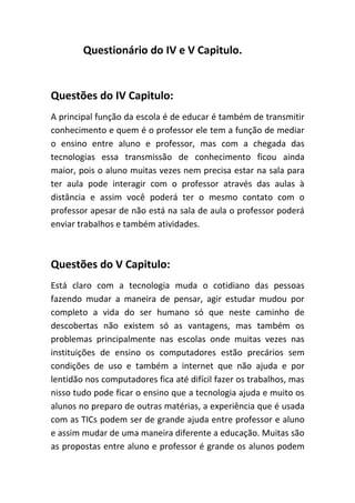 Questionario do iv_e_v_capitulo