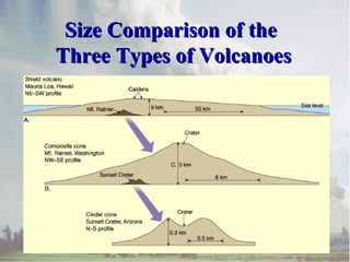 Size Comparison of the
Three Types of Volcanoes

 