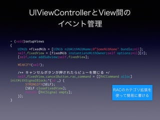 UIViewControllerとView間の 
イベント管理 
YRLG 