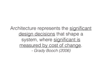 Conway’ law
The structure of a
system mirrors the
structure of the
organisation that
designed it
“Any organization that designs a system (deﬁned broadly) will produce a design whose structure is a copy of the organization's communication structure.”
Melvin E. Conway. "How do committees invent?", Datamation, 14(4):28–31, April 1968
 