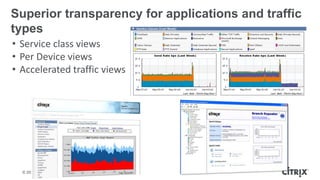 Superior transparency for applications and traffic
types
• Service class views
• Per Device views
• Accelerated traffic views




  © 2012 Citrix | Confidential – Do Not Distribute
 