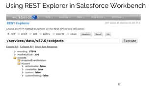 12
Using REST Explorer in Salesforce Workbench
 