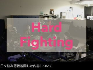 Hard
Fighting
日々悩み悪戦苦闘した内容について
 