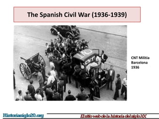 The Spanish Civil War (1936-1939)
CNT Militia
Barcelona
1936
 