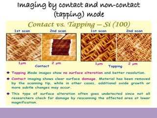 Imaging by contact and non-contact
(tapping) mode
 