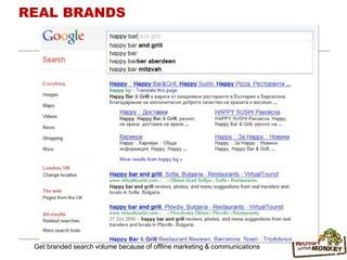 Get branded search volume because of offline marketing & communications
REAL BRANDS
 