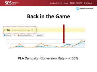 London | 10–13 February 2014 | #SESLON | @SESConf
@WolfgangDigital

Back in the Game

PLA Campaign Conversion Rate = +130%

 