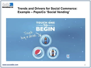 Trends and Drivers for Social Commerce:
               Example – PepsiCo ‘Social Vending’




www.social2b.com                                         28	
  
 