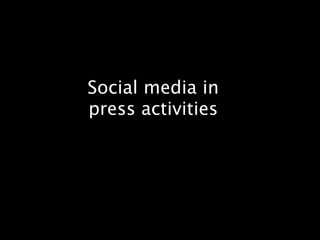 Social media in
press activities
 