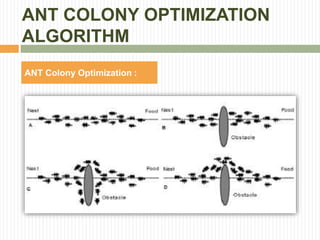 ANT COLONY OPTIMIZATION
ALGORITHM
ANT Colony Optimization :
 