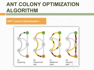 ANT COLONY OPTIMIZATION
ALGORITHM
ANT Colony Optimization :
 