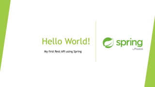 Hello World!
My first Rest API using Spring
 