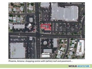 Phoenix, Arizona: shopping centre with (white) roof and pavement... 