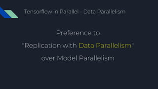 Tensorflow in Parallel - Data Parallelism
Preference to
"Replication with Data Parallelism"
over Model Parallelism
 