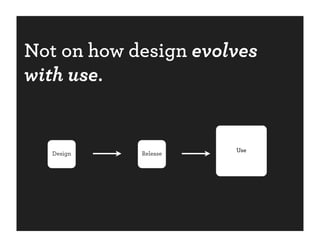 Not on how design evolves
with use.


                      Use
   Design   Release