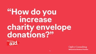 14
“How do you
increase
charity envelope
donations?”
 