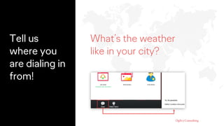 Tell us
where you
are dialing in
from!
What’s the weather
like in your city?
 