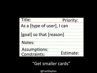 How do I
describe
what I want?
How do I
validate
that this
work is
done?
How do I
break this up
and sequence
my work?
What are the
details of
what I need
to code?
http://www.flickr.com/photos/improveit/1470706210/in/photostream
 