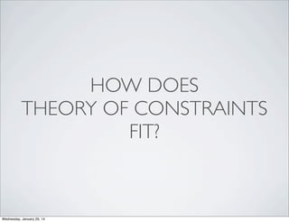 HOW DOES
THEORY OF CONSTRAINTS
FIT?

Wednesday, January 29, 14

 