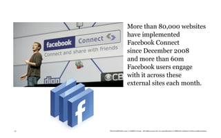 More than 80,000 websites
                         have implemented
                         Facebook Connect
                         since December 2008
                         and more than 60m
                         Facebook users engage
                         with it across these
                         external sites each month.




31   TheTrendWatch.com © FullSIX Group - All rights reserved, no reproduction or diffusion without written authorization
 