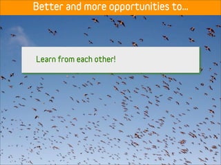 Better and more opportunities to...




Learn from each other!